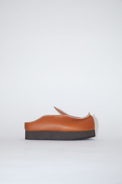 Shop Acne Studios Leather Slip-on Shoes In Cognac Brown