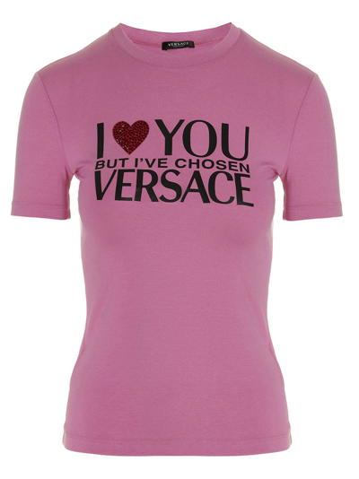 Shop Versace I Love You T-shirt In Pink