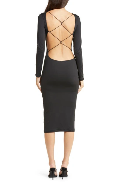 Shop Alix Nyc Eden Long Sleeve Cocktail Midi Dress In Black