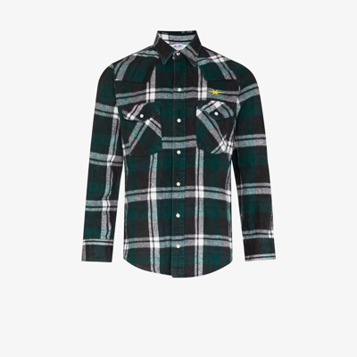 Shop Phipps Green Checked Flannel Shirt In Grey