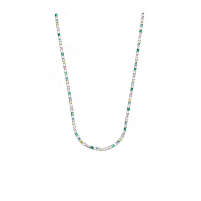 Shop Hatton Labs Sterling Silver Rainbow Crystal Tennis Necklace