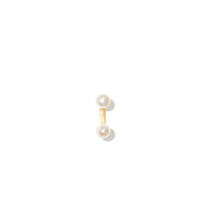 Shop Delfina Delettrez 18k Yellow Gold Micro Pearl Single Stud Earring