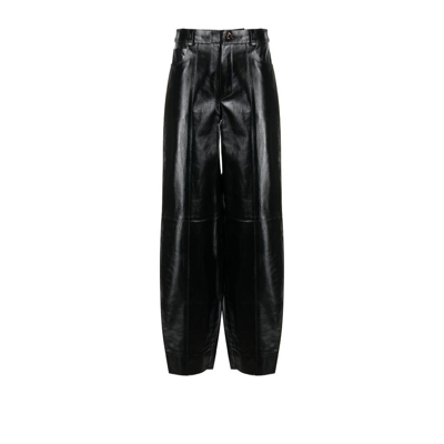 Shop Aeron Edge Tapered Leather Trousers - Women's - Polyester/lambskin In Black
