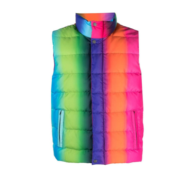 AGR GREEN STRIPED GRADIENT PUFFER GILET AGRAW2215218311184