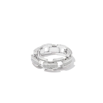 Shop Shay 18k White Gold Deco Link Chain Diamond Ring In Silver