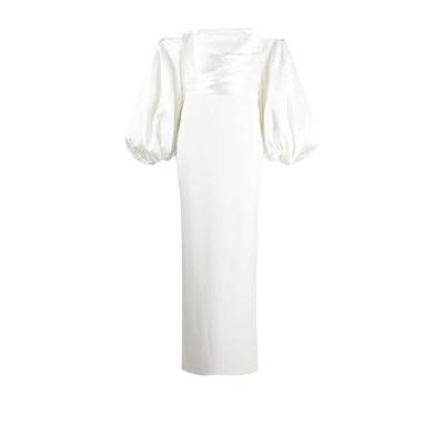 Shop Solace London White Carmen Off-the-shoulder Puff Sleeve Maxi Dress