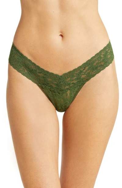 Shop Hanky Panky Signature Lace Low Rise Thong In Bitter Olive Green