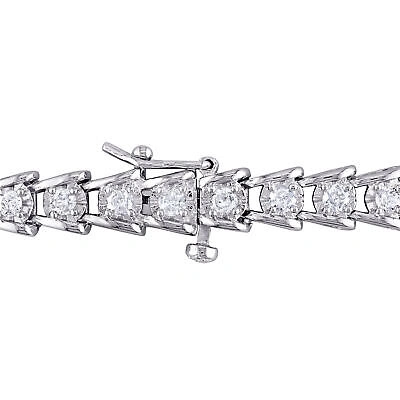Pre-owned Amour Sterling Silver 2ct Tdw Round Diamond Tennis Bracelet In White
