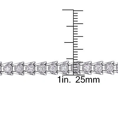 Pre-owned Amour Sterling Silver 2ct Tdw Round Diamond Tennis Bracelet In White