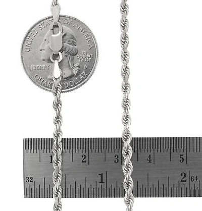 Pre-owned Nuragold 10k White Gold 3mm Diamond Cut Rope Italian Chain Pendant Necklace Mens 28"