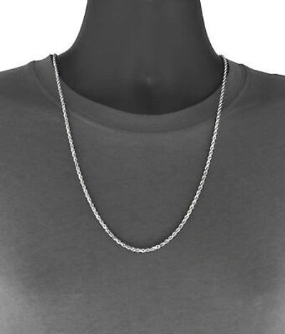 Pre-owned Nuragold 10k White Gold 3mm Diamond Cut Rope Italian Chain Pendant Necklace Mens 28"