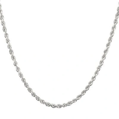 Pre-owned Nuragold 10k White Gold 3mm Diamond Cut Rope Italian Chain Pendant Necklace Mens 28"