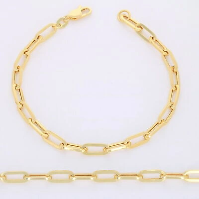 Pre-owned Nuragold 14k Yellow Gold 5mm Paperclip Chain Rolo Elongated Link Cable Bracelet Womens 7"