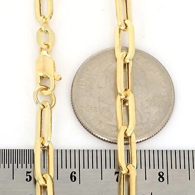 Pre-owned Nuragold 14k Yellow Gold 5mm Paperclip Chain Rolo Elongated Link Cable Bracelet Womens 7"