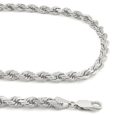 Pre-owned Nuragold 14k White Solid Gold 5mm Mens Diamond Cut Rope Chain Necklace Italian Made 26"