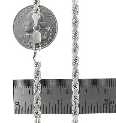Pre-owned Nuragold 14k White Solid Gold 5mm Mens Diamond Cut Rope Chain Necklace Italian Made 26"