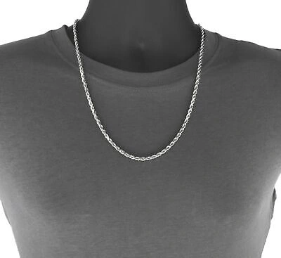 Pre-owned Nuragold 14k White Solid Gold 5mm Mens Diamond Cut Rope Chain Necklace Italian Made 26"