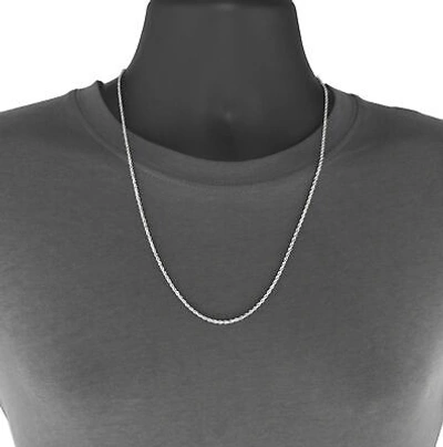 Pre-owned Nuragold 14k White Gold Solid Womens 2mm Diamond Cut Chain Italian Necklace 16"