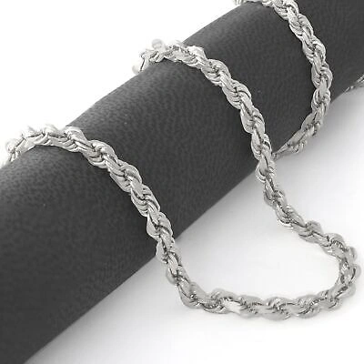 Pre-owned Nuragold 14k White Solid Gold 5mm Mens Diamond Cut Rope Chain Necklace Italian Made 26"