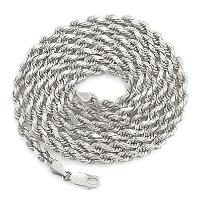 Pre-owned Nuragold 14k White Solid Gold 5mm Mens Diamond Cut Rope Chain Necklace Italian Made 26"