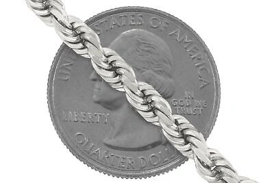 Pre-owned Nuragold 14k White Solid Gold 5mm Mens Diamond Cut Rope Chain Necklace Italian Made 26"