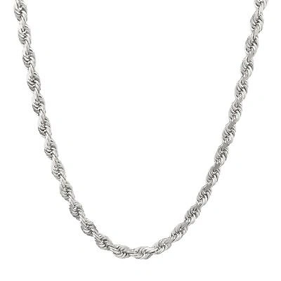 Pre-owned Nuragold 14k White Solid Gold 5mm Mens Diamond Cut Rope Chain Necklace Italian Made 26"