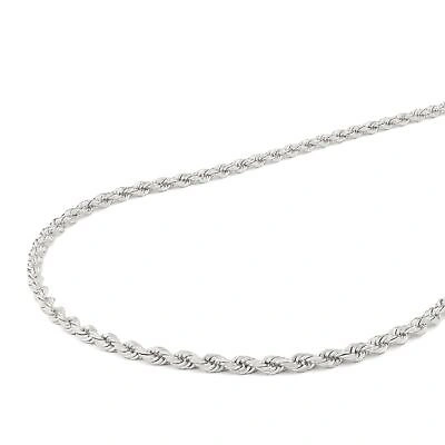 Pre-owned Nuragold 14k White Gold Solid Womens 2mm Diamond Cut Chain Italian Necklace 16"