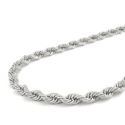Pre-owned Nuragold 14k White Solid Gold 5mm Mens Diamond Cut Rope Chain Necklace Italian Made 26"