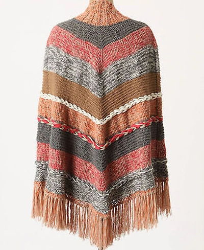 Pre-owned Augden For Anthropologie Augden Alpaca Hand Crafted Pirai Poncho One Size Multi Color Nw Anthropologie Ta In Rosy Brown