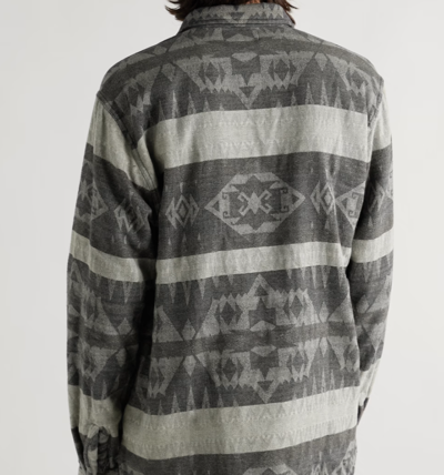 Pre-owned Rrl Ralph Lauren Double Ralph Lauren Rrl Flannel Wool Blanket Jacquard Southwest Shirt Jacket In Gray