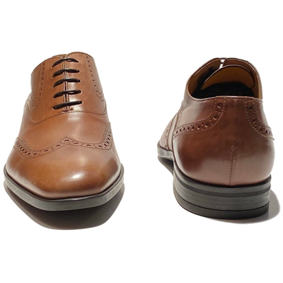 Pre-owned Hugo Boss Italy Brown Leather Wingtip Dress Men's Oxford Derby Formal Casual