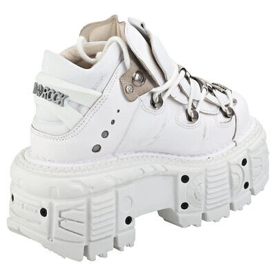 Pre-owned New Rock Rock M-tank106-c1 Unisex White Platform Shoes