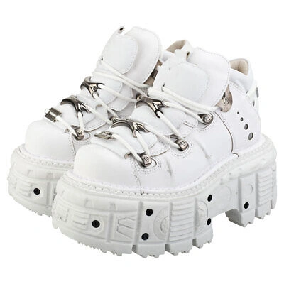 Pre-owned New Rock Rock M-tank106-c1 Unisex White Platform Shoes