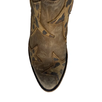 Pre-owned ® Liberty Black Ladies Leopard Star American Tan Booties Lb-7112019b In Brown