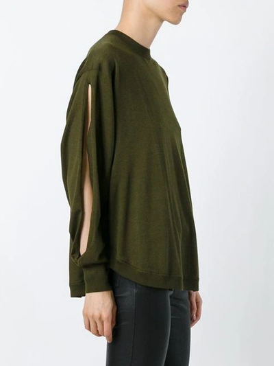 Shop Givenchy Slit Sleeve Sweater - Green