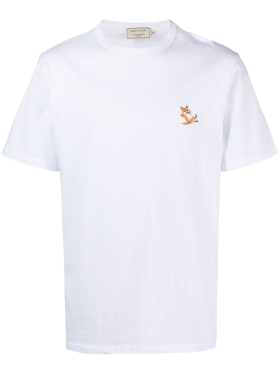 Shop Maison Kitsuné Logo Cotton T-shirt In White