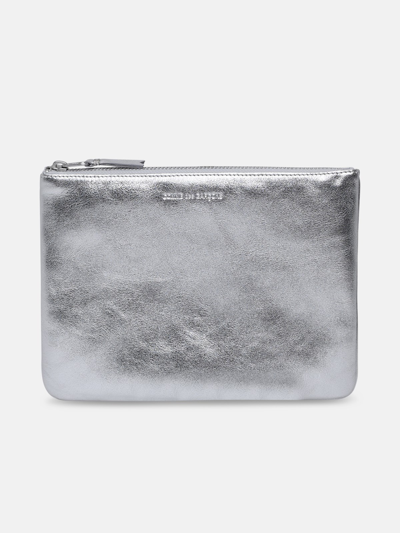 Shop Comme Des Garçons Silver Leather Flat Bag