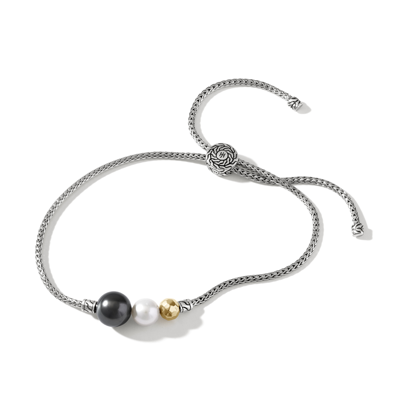 Shop John Hardy Pearl Pull Through Bracelet In Sterling Silver & Gold