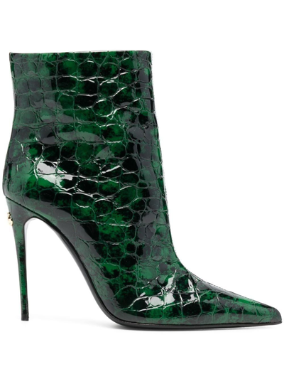 Shop Dolce E Gabbana Women's  Green Leather Ankle Boots
