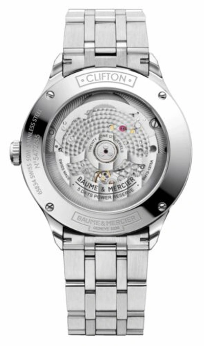 Pre-owned Baume & Mercier Clifton Baumatic Cosc Automatic Steel Date Mens Watch M0a10468