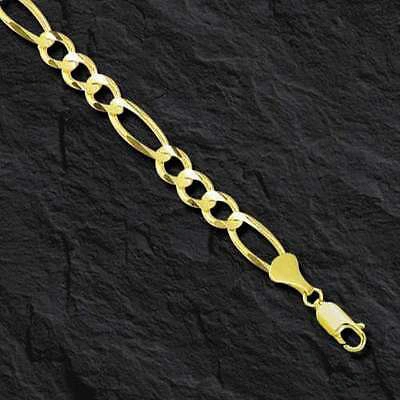Pre-owned R C I 10k Yellow Gold 22" Mens Solid Figaro Curb Link Chain/necklace 6.5mm 23 Grams In No Stone