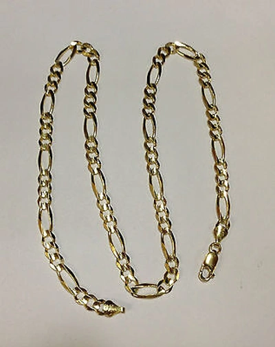 Pre-owned R C I 10k Yellow Gold 22" Mens Solid Figaro Curb Link Chain/necklace 6.5mm 23 Grams In No Stone