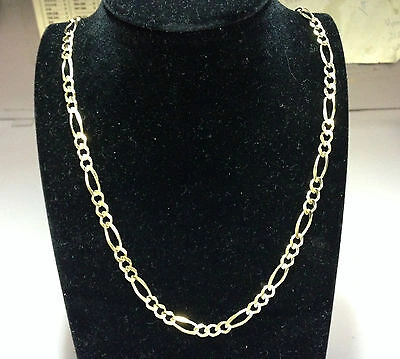 Pre-owned R C I 10k Yellow Gold 22" Mens Solid Figaro Curb Link Chain/necklace 6.5mm 23 Grams In No Stone