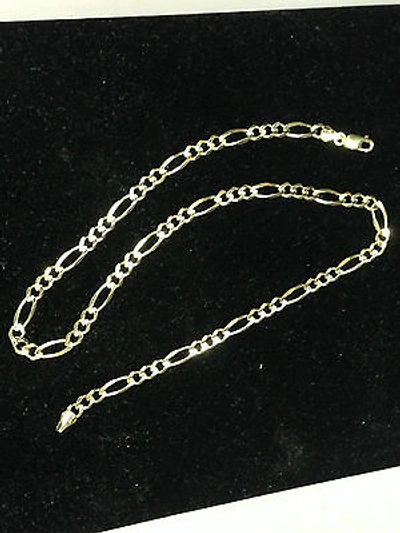Pre-owned R C I 10k Yellow Gold Mens Solid Figaro Curb Link Chain/necklace 22" 6.5mm 23 Grams In No Stone