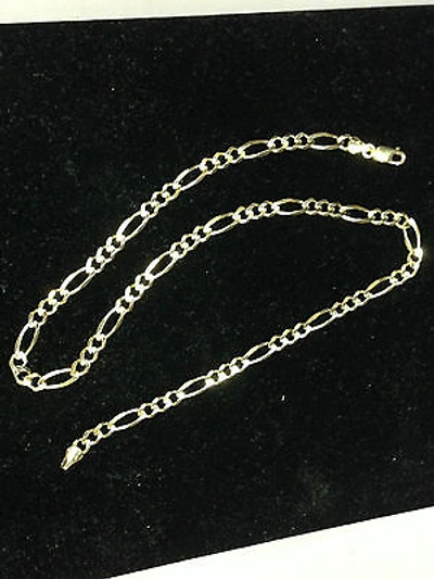 Pre-owned R C I 10k Yellow Gold 22" Mens Solid Figaro Curb Link Chain/necklace 6.5mm 23 Grams In No Stone