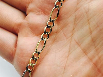 Pre-owned R C I 10k Yellow Gold 22" Mens Solid Figaro Curb Link Chain/necklace 6.5mm 23 Grams In No Stone