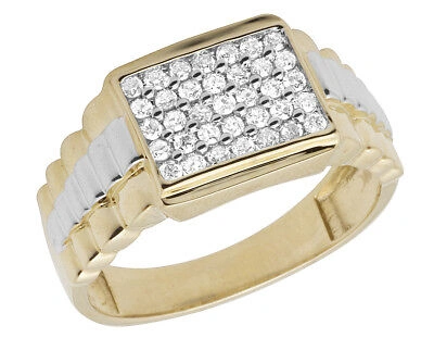 Pre-owned Jewelry Unlimited Men's 10k Yellow Gold Square Genuine Diamond Engagement Wedding Ring 0.50ct 11mm