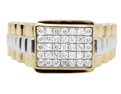 Pre-owned Jewelry Unlimited Men's 10k Yellow Gold Square Genuine Diamond Engagement Wedding Ring 0.50ct 11mm