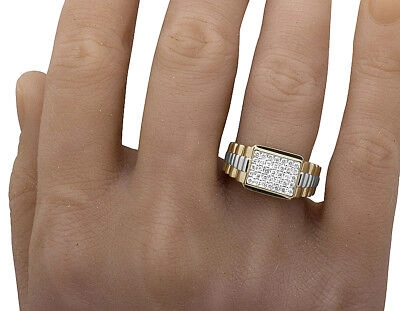 Pre-owned Jewelry Unlimited Men's 10k Yellow Gold Square Genuine Diamond Engagement Wedding Ring 0.50ct 11mm