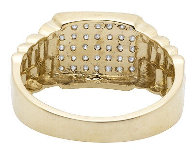 Pre-owned Jewelry Unlimited Men's 10k Yellow Gold Square Genuine Diamond Engagement Wedding Ring 0.50ct 11mm